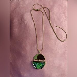 NWOT Lane Bryant Adjustable Gold Necklace with Green Accents